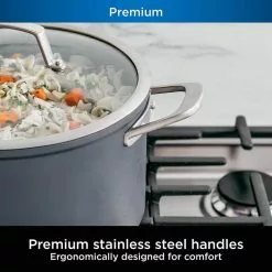 8 qt. Foodi NeverStick Premium Aluminum and Stainless Steel Stock Pot with Glass Lid by NINJA 13 8 qt. Foodi NeverStick Premium Aluminum and Stainless Steel Stock Pot with Glass Lid by NINJA -Cookware Sales Shop ninja stock pots c30480 66 1000