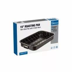 15 in. Carbon Steel V Rack Nonstick Roasting Pan by Lexi Home -Cookware Sales Shop non stick roasting pans mw3961 4f 1000