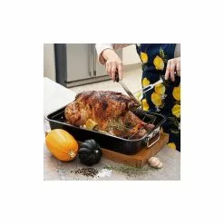 16 in. Non-Stick Carbon Steel Roasting Pan with Rack by Lexi Home -Cookware Sales Shop non stick roasting pans mw3962 31 1000