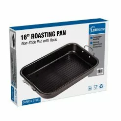 16 in. Non-Stick Carbon Steel Roasting Pan with Rack by Lexi Home -Cookware Sales Shop non stick roasting pans mw3962 4f 1000