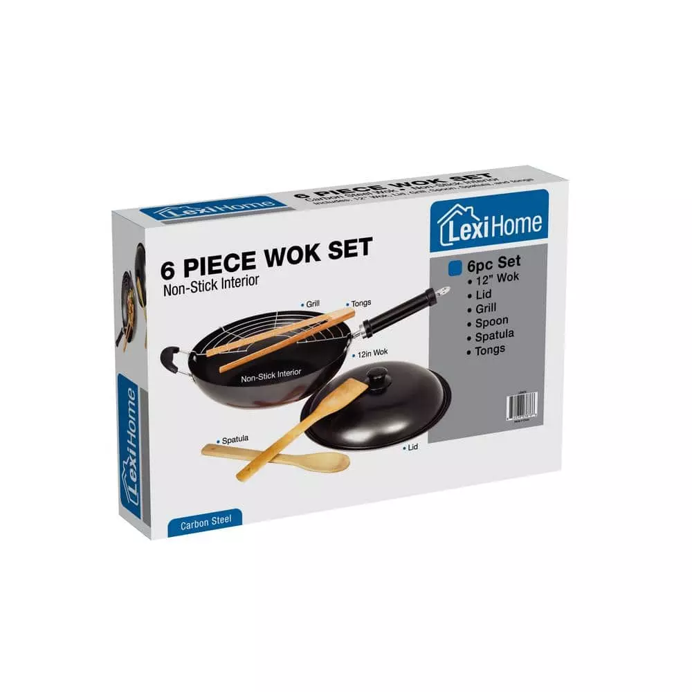 12 in. Nonstick Carbon Steel Wok Set With Stir Fry Tools - 6-piece. Set by Lexi Home 7 12 in. Nonstick Carbon Steel Wok Set With Stir Fry Tools - 6-piece. Set by Lexi Home - Image 5