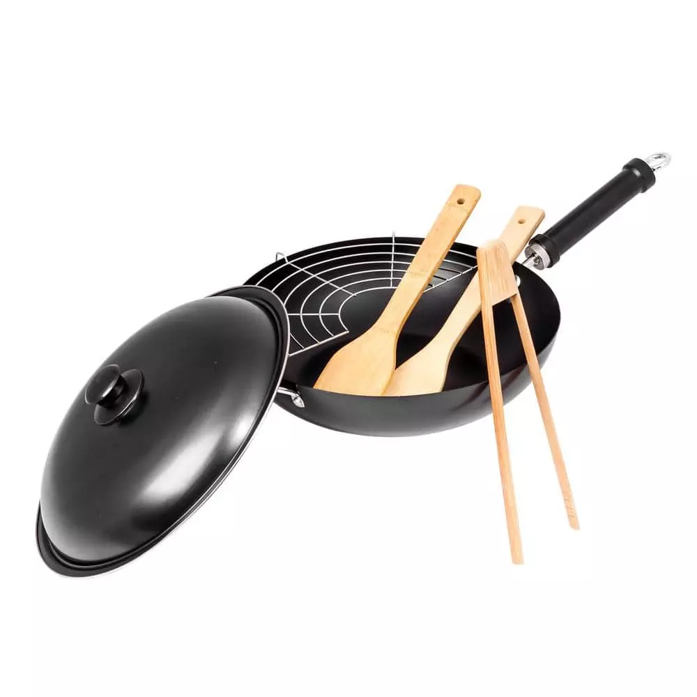 12 in. Nonstick Carbon Steel Wok Set With Stir Fry Tools - 6-piece. Set by Lexi Home 5 12 in. Nonstick Carbon Steel Wok Set With Stir Fry Tools - 6-piece. Set by Lexi Home - Image 3