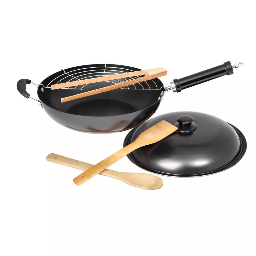 12 in. Nonstick Carbon Steel Wok Set With Stir Fry Tools - 6-piece. Set by Lexi Home 3 12 in. Nonstick Carbon Steel Wok Set With Stir Fry Tools - 6-piece. Set by Lexi Home