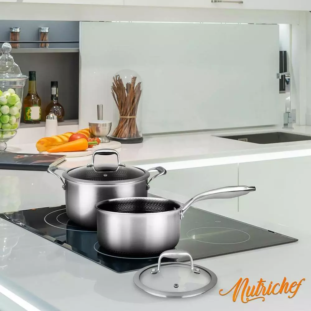2 qt. Sauce Pot with Glass Lid Triply Stainless Steel Cookware DAKIN Etching Non-Stick Coating Inside and Outside by NutriChef 11 2 qt. Sauce Pot with Glass Lid Triply Stainless Steel Cookware DAKIN Etching Non-Stick Coating Inside and Outside by NutriChef - Image 9
