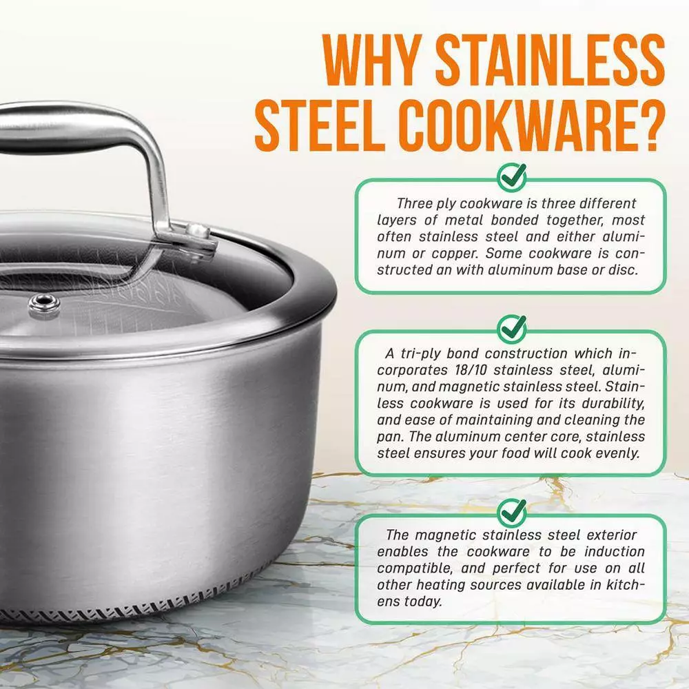 2 qt. Sauce Pot with Glass Lid Triply Stainless Steel Cookware DAKIN Etching Non-Stick Coating Inside and Outside by NutriChef 8 2 qt. Sauce Pot with Glass Lid Triply Stainless Steel Cookware DAKIN Etching Non-Stick Coating Inside and Outside by NutriChef - Image 6