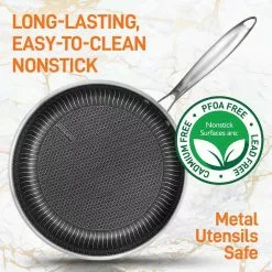 Large 12 in. Nonstick Tri-Ply Stainless Steel Cooktop Stir Fry Pan with Glass by NutriChef -Cookware Sales Shop nutrichef woks stir fry pans nc3pl12 44 1000