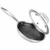 Small 8 in. Tri-Ply Stainless Steel Non-Stick Cooktop Stir Fry Pan with Glass Lid by NutriChef 2 Small 8 in. Tri-Ply Stainless Steel Non-Stick Cooktop Stir Fry Pan with Glass Lid by NutriChef -Cookware Sales Shop nutrichef woks stir fry pans nc3pl8 64 1000