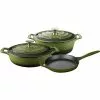 PRO Range 5-Piece Cast Iron Cookware Set in Olive Green by La Cuisine 1 PRO Range 5-Piece Cast Iron Cookware Set in Olive Green by La Cuisine -Cookware Sales Shop olive green la cuisine pot pan sets lc 2750mb 64 1000