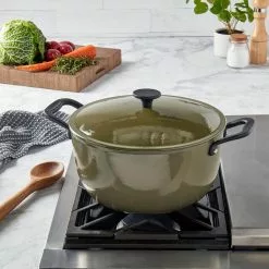 8 qt. Round Lite Cast Iron Dutch Oven in Martini Olive with Lid, 1-Pack by Mason Craft and More 12 8 qt. Round Lite Cast Iron Dutch Oven in Martini Olive with Lid, 1-Pack by Mason Craft and More -Cookware Sales Shop olive mason craft and more dutch ovens ttu u9272 ecm 44 1000