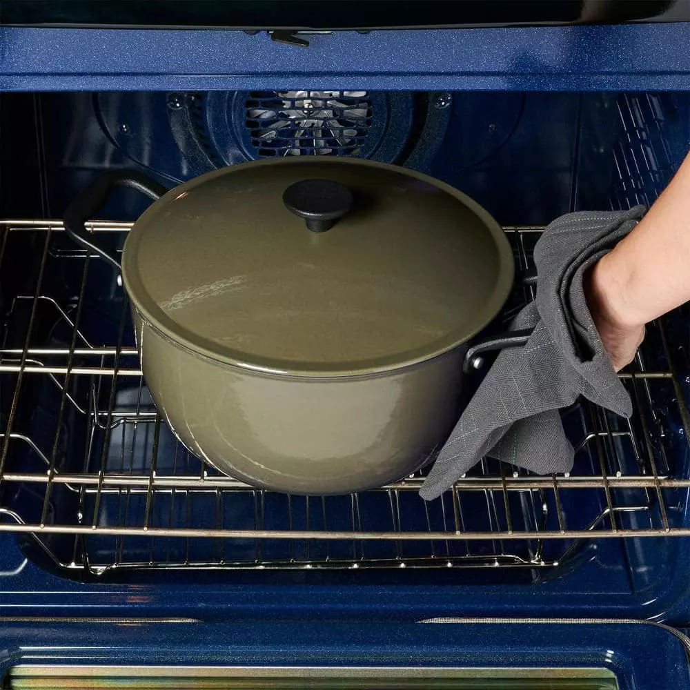 8 qt. Round Lite Cast Iron Dutch Oven in Martini Olive with Lid, 1-Pack by Mason Craft and More 5 8 qt. Round Lite Cast Iron Dutch Oven in Martini Olive with Lid, 1-Pack by Mason Craft and More - Image 3