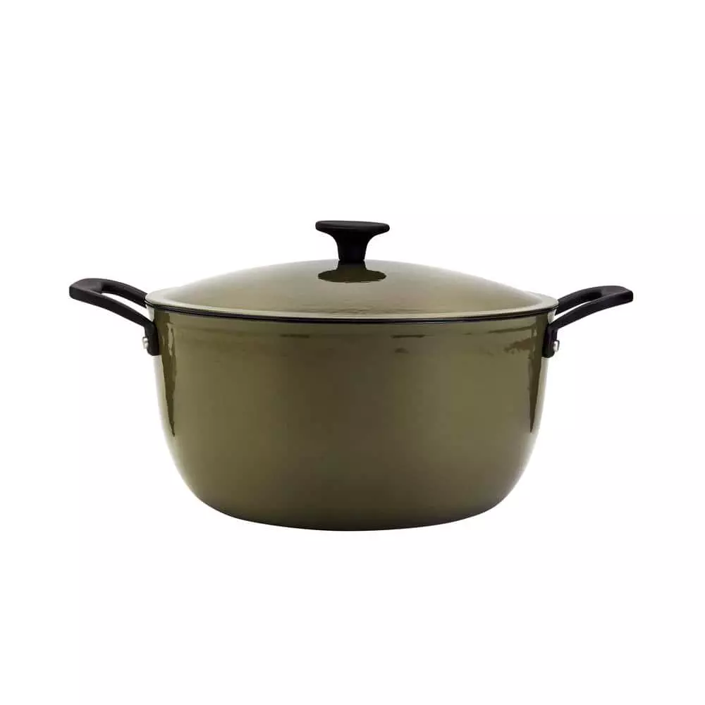 8 qt. Round Lite Cast Iron Dutch Oven in Martini Olive with Lid, 1-Pack by Mason Craft and More 3 8 qt. Round Lite Cast Iron Dutch Oven in Martini Olive with Lid, 1-Pack by Mason Craft and More