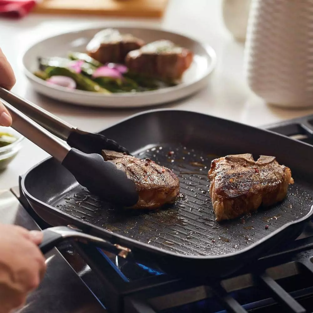 Hard Anodized Nonstick 11.25 in. Hard Anodized Aluminum Nonstick Grill Pan in Onyx by KitchenAid 10 Hard Anodized Nonstick 11.25 in. Hard Anodized Aluminum Nonstick Grill Pan in Onyx by KitchenAid - Image 8