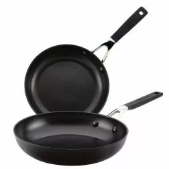 Hard Anodized Nonstick 2-Piece Onyx Hard Anodized Aluminum Skillet Set with 8.25 in. and 10 in Frying Pans Set by KitchenAid