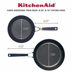 Hard Anodized Nonstick 2-Piece Onyx Hard Anodized Aluminum Skillet Set with 8.25 in. and 10 in Frying Pans Set by KitchenAid -Cookware Sales Shop onyx kitchenaid skillets 84803 c3 1000