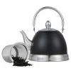 4 Cups. Opaque Black Stainless Steel Tea Kettle with Folding Handle, Removable Infuser Basket for Loose Tea Leaves by Creative Home 1 4 Cups. Opaque Black Stainless Steel Tea Kettle with Folding Handle, Removable Infuser Basket for Loose Tea Leaves by Creative Home -Cookware Sales Shop opaque black creative home tea kettles 11309 64 1000
