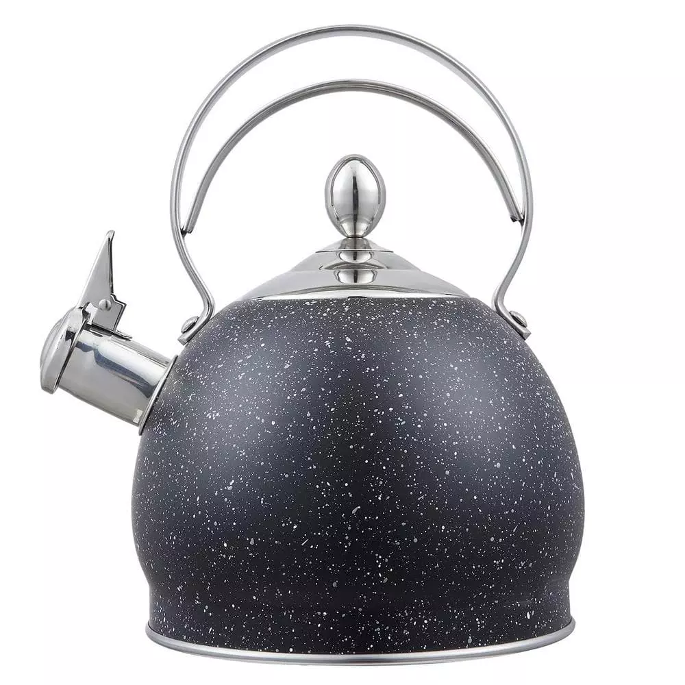 10.5 Cups Opaque Black with Speckle Stainless Steel Whistling Teakettle with Aluminum Capsulated Bottom for Even Heating by Creative Home 3 10.5 Cups Opaque Black with Speckle Stainless Steel Whistling Teakettle with Aluminum Capsulated Bottom for Even Heating by Creative Home