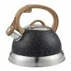 9 Cups Opaque Black with Speckle Stainless Steel Whistling Tea Kettle Teapot with Ergonomic Wood Rubber Touching Handle by Creative Home -Cookware Sales Shop opaque black with speckle creative home tea kettles 11316 64 1000