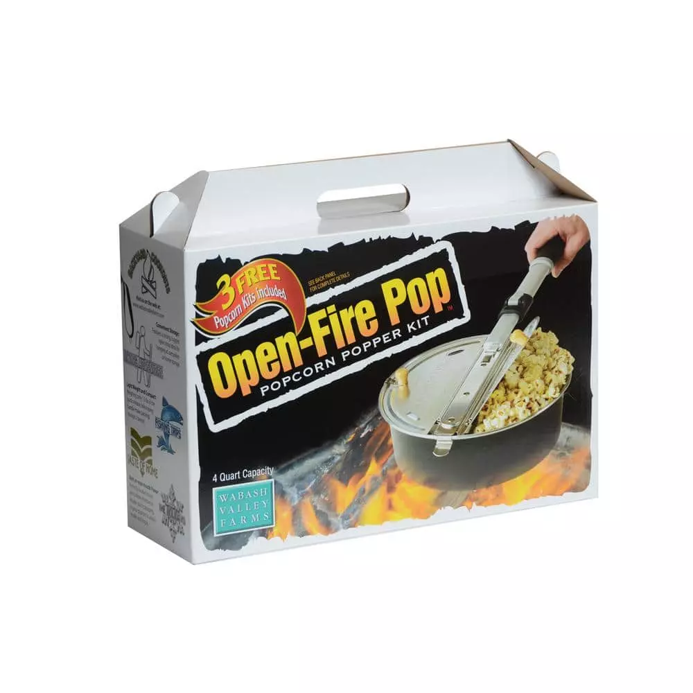4-Piece Aluminum Black Outdoor Popcorn Popper with 3 All-Inclusive Popping Kits by Open-Fire Pop 4 4-Piece Aluminum Black Outdoor Popcorn Popper with 3 All-Inclusive Popping Kits by Open-Fire Pop - Image 2