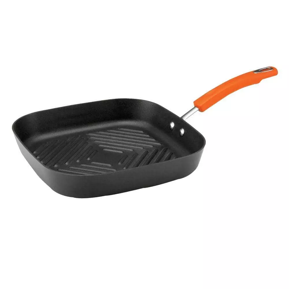 Classic Brights 10.75 in. Hard-Anodized Aluminum Nonstick Grill Pan in Orange and Gray by Rachael Ray 3 Classic Brights 10.75 in. Hard-Anodized Aluminum Nonstick Grill Pan in Orange and Gray by Rachael Ray