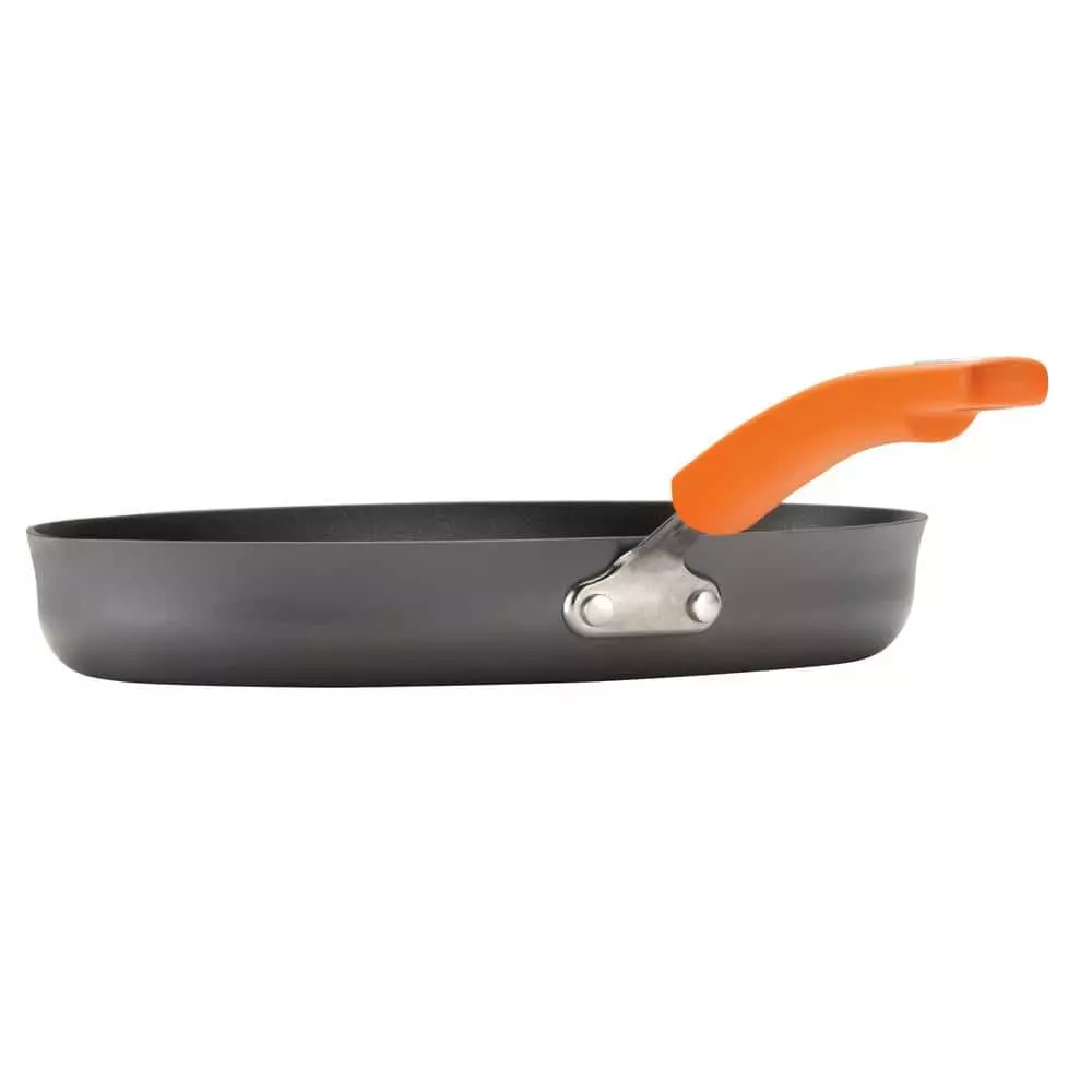 Classic Brights 10.75 in. Hard-Anodized Aluminum Nonstick Grill Pan in Orange and Gray by Rachael Ray 4 Classic Brights 10.75 in. Hard-Anodized Aluminum Nonstick Grill Pan in Orange and Gray by Rachael Ray - Image 2