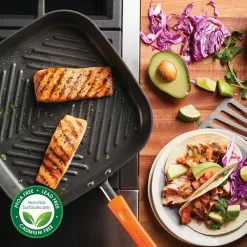 Classic Brights 10.75 in. Hard-Anodized Aluminum Nonstick Grill Pan in Orange and Gray by Rachael Ray 17 Classic Brights 10.75 in. Hard-Anodized Aluminum Nonstick Grill Pan in Orange and Gray by Rachael Ray -Cookware Sales Shop orange and gray rachael ray grill pans 87390 76 1000