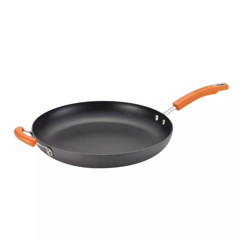 Classic Brights 14 in. Hard-Anodized Aluminum Nonstick Skillet in Orange and Gray by Rachael Ray 3 Classic Brights 14 in. Hard-Anodized Aluminum Nonstick Skillet in Orange and Gray by Rachael Ray