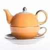 10 oz. Single Serve 1-Piece Orange Porcelain Teapot Teacup and Saucer Set by Artvigor 1 10 oz. Single Serve 1-Piece Orange Porcelain Teapot Teacup and Saucer Set by Artvigor -Cookware Sales Shop orange artvigor tea kettles art cc006 64 1000