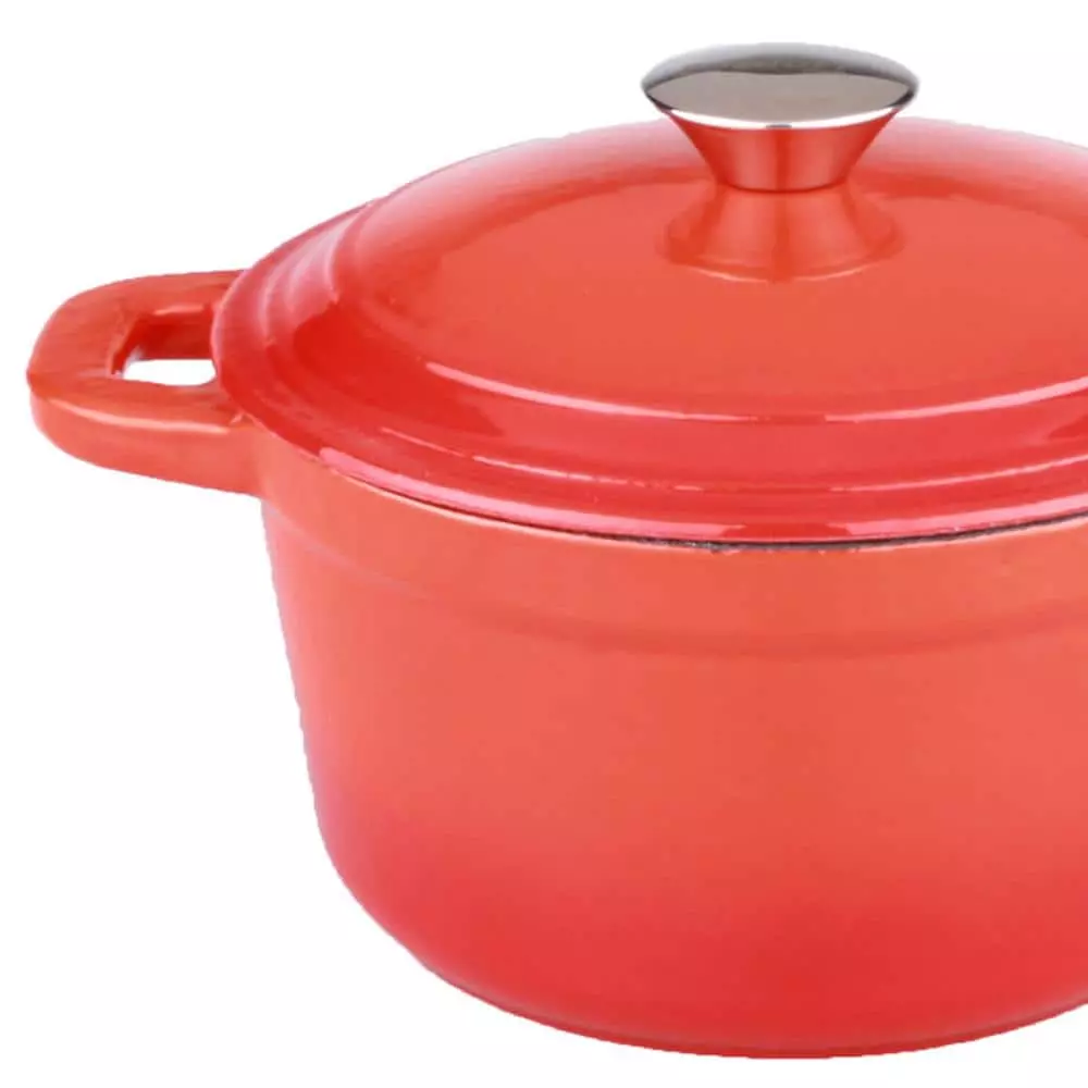 Neo 3 qt. Round Cast Iron Dutch Oven in Orange with Lid by BergHOFF 4 Neo 3 qt. Round Cast Iron Dutch Oven in Orange with Lid by BergHOFF - Image 2
