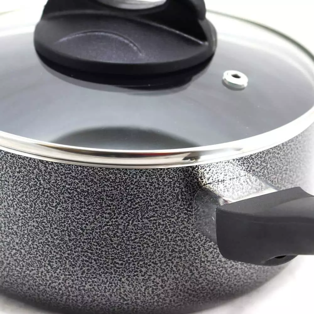 Clairborne 1.5 qt. Aluminum Nonstick Sauce Pan in Charcoal Grey with Glass Lid by Oster 5 Clairborne 1.5 qt. Aluminum Nonstick Sauce Pan in Charcoal Grey with Glass Lid by Oster - Image 3