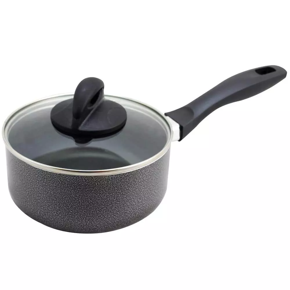 Clairborne 1.5 qt. Aluminum Nonstick Sauce Pan in Charcoal Grey with Glass Lid by Oster 3 Clairborne 1.5 qt. Aluminum Nonstick Sauce Pan in Charcoal Grey with Glass Lid by Oster