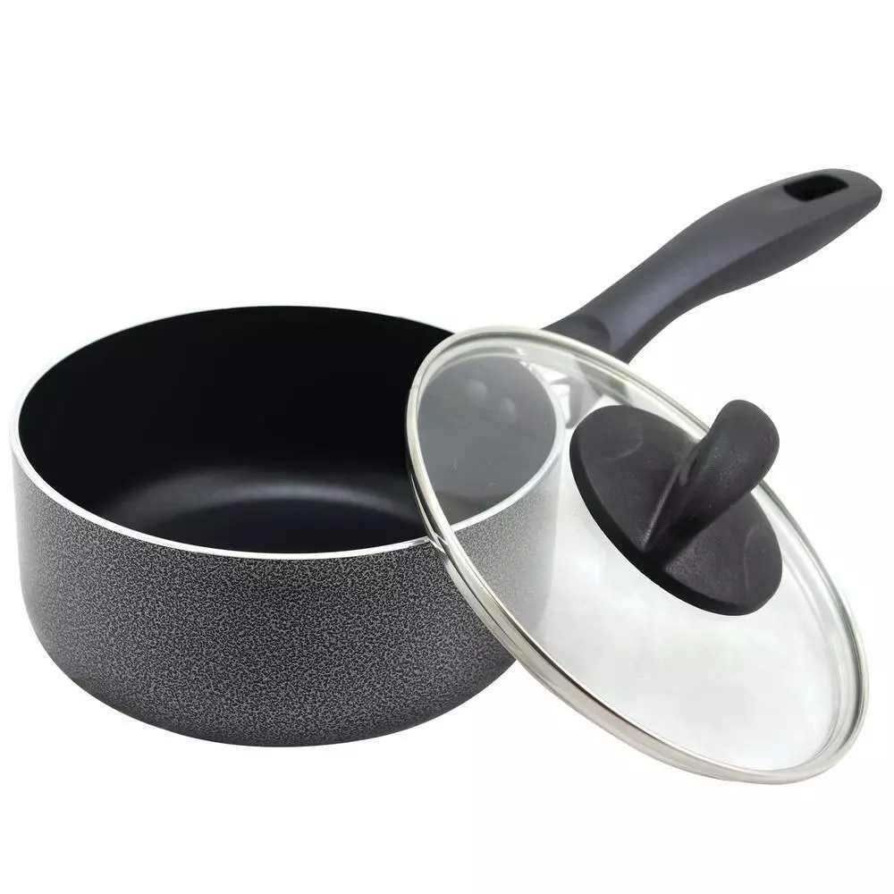 Clairborne 1.5 qt. Aluminum Nonstick Sauce Pan in Charcoal Grey with Glass Lid by Oster 4 Clairborne 1.5 qt. Aluminum Nonstick Sauce Pan in Charcoal Grey with Glass Lid by Oster - Image 2