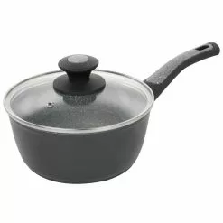 1.7 qt. NonStick Aluminum Saucepan with Glass Lid in Grey by Oster