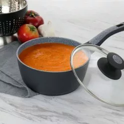 1.7 qt. NonStick Aluminum Saucepan with Glass Lid in Grey by Oster -Cookware Sales Shop oster sauce pans 985115263m 76 1000