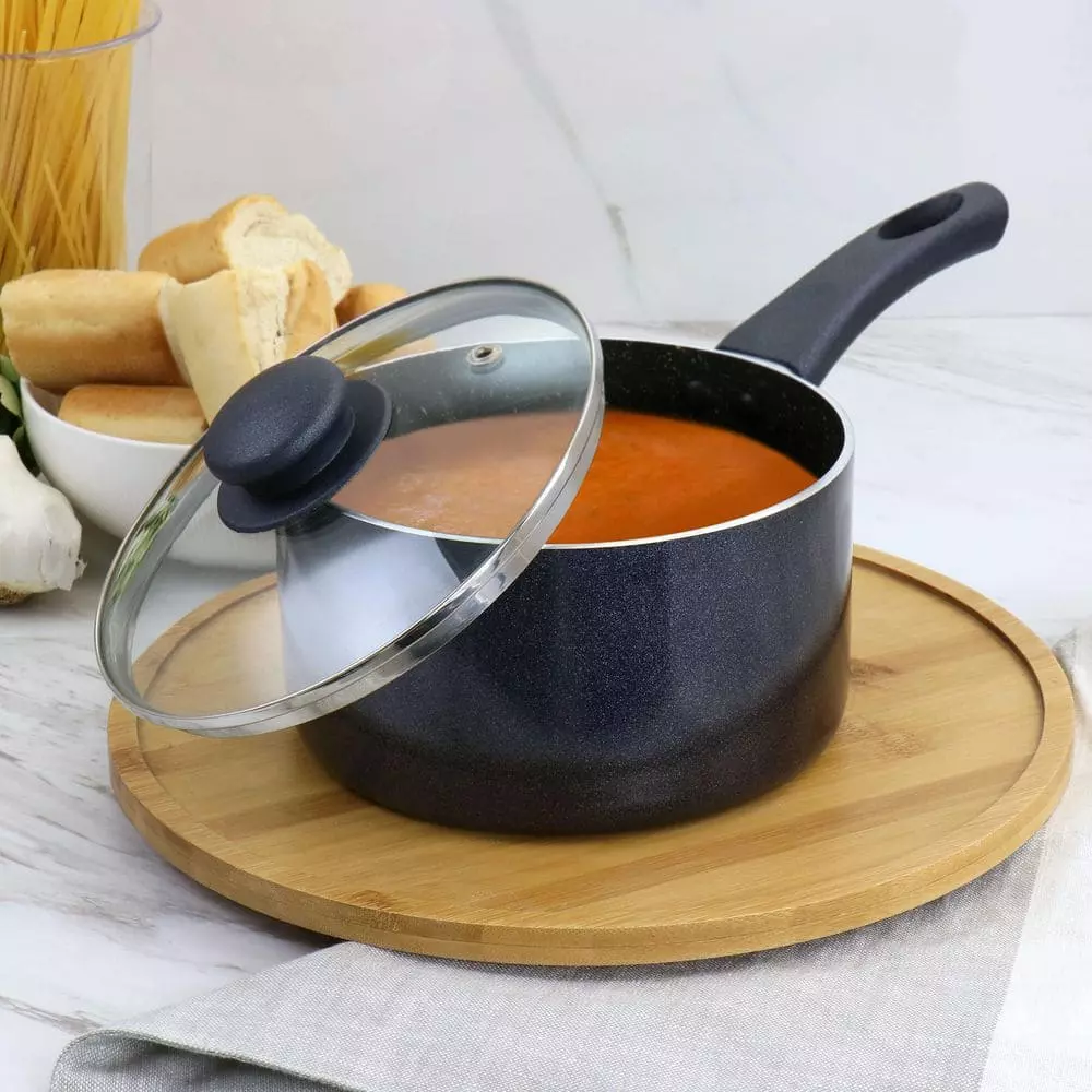 Anetta 2.5 qt. Nonstick Aluminum Saucepan with Lid in Navy Blue by Oster 9 Anetta 2.5 qt. Nonstick Aluminum Saucepan with Lid in Navy Blue by Oster - Image 7