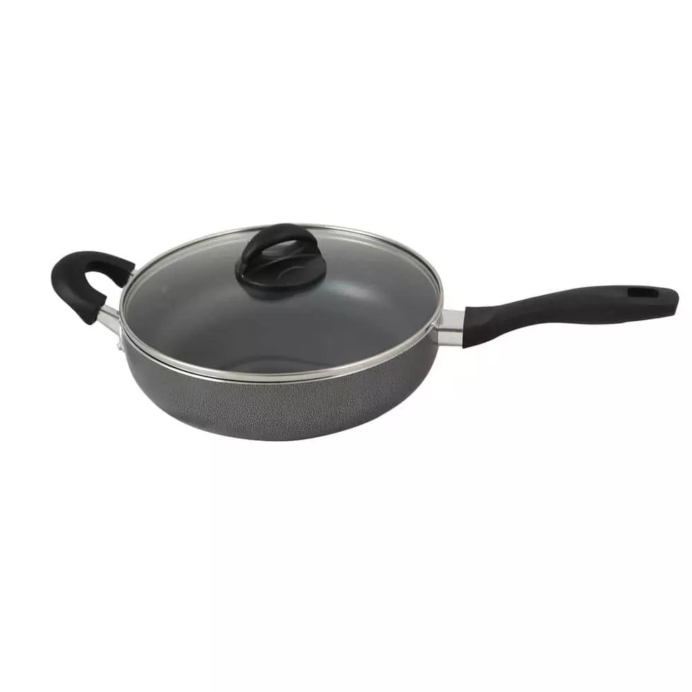 Clairborne 3 qt. Aluminum Nonstick Saute Pan in Charcoal Grey with Glass Lid by Oster 3 Clairborne 3 qt. Aluminum Nonstick Saute Pan in Charcoal Grey with Glass Lid by Oster