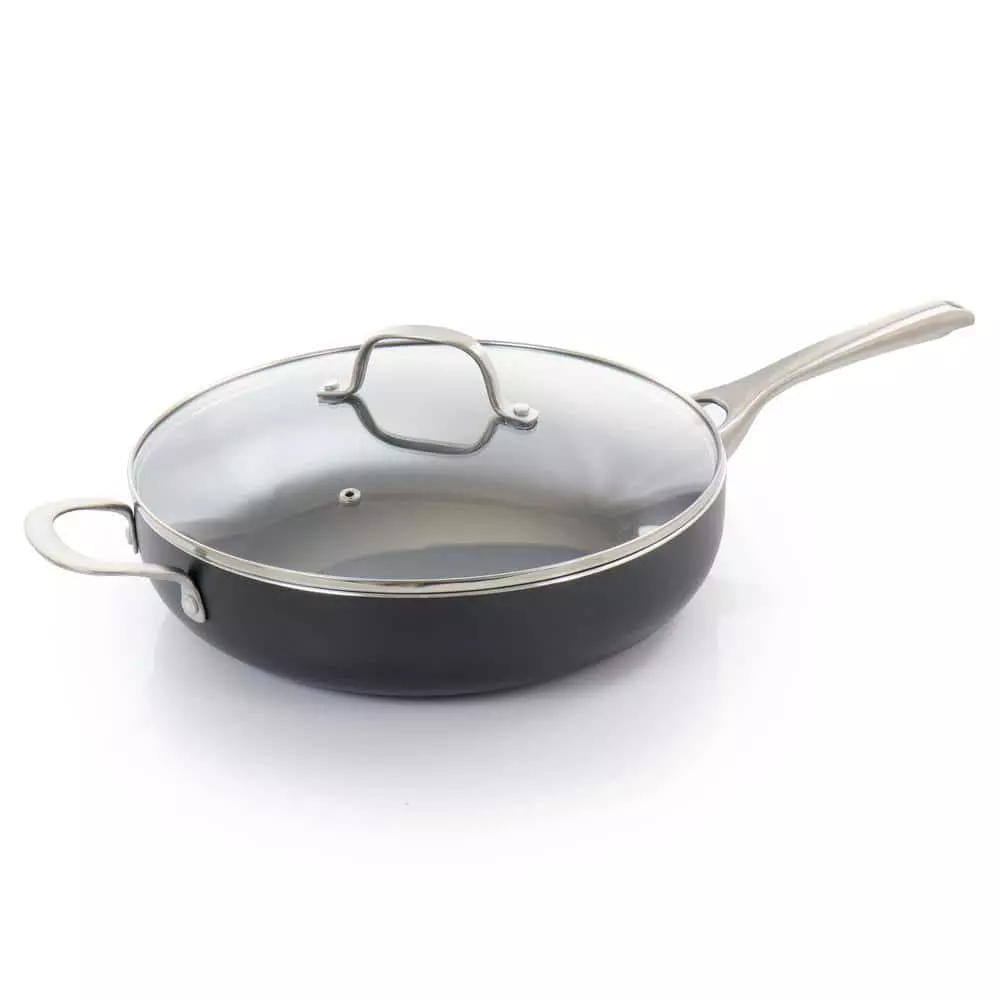 Palladium 4.8 Quart Aluminum Saute Pan with Glass Lid by Oster 3 Palladium 4.8 Quart Aluminum Saute Pan with Glass Lid by Oster