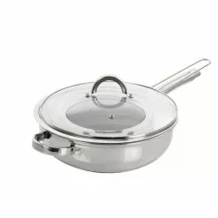 Sangerfield 3 Piece 4 Quart Stainless Steel Saute Pan with Lid and Splatter Guard by Oster