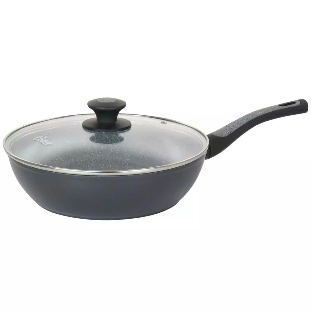 Bastone 3 qt. Speckled Gray Aluminum Nonstick Saute Pan by Oster 3 Bastone 3 qt. Speckled Gray Aluminum Nonstick Saute Pan by Oster
