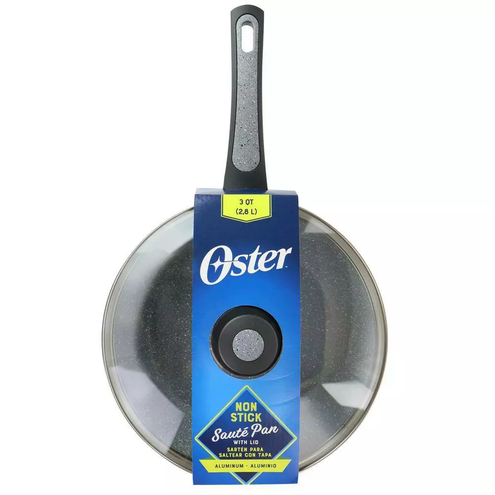 Bastone 3 qt. Speckled Gray Aluminum Nonstick Saute Pan by Oster 4 Bastone 3 qt. Speckled Gray Aluminum Nonstick Saute Pan by Oster - Image 2