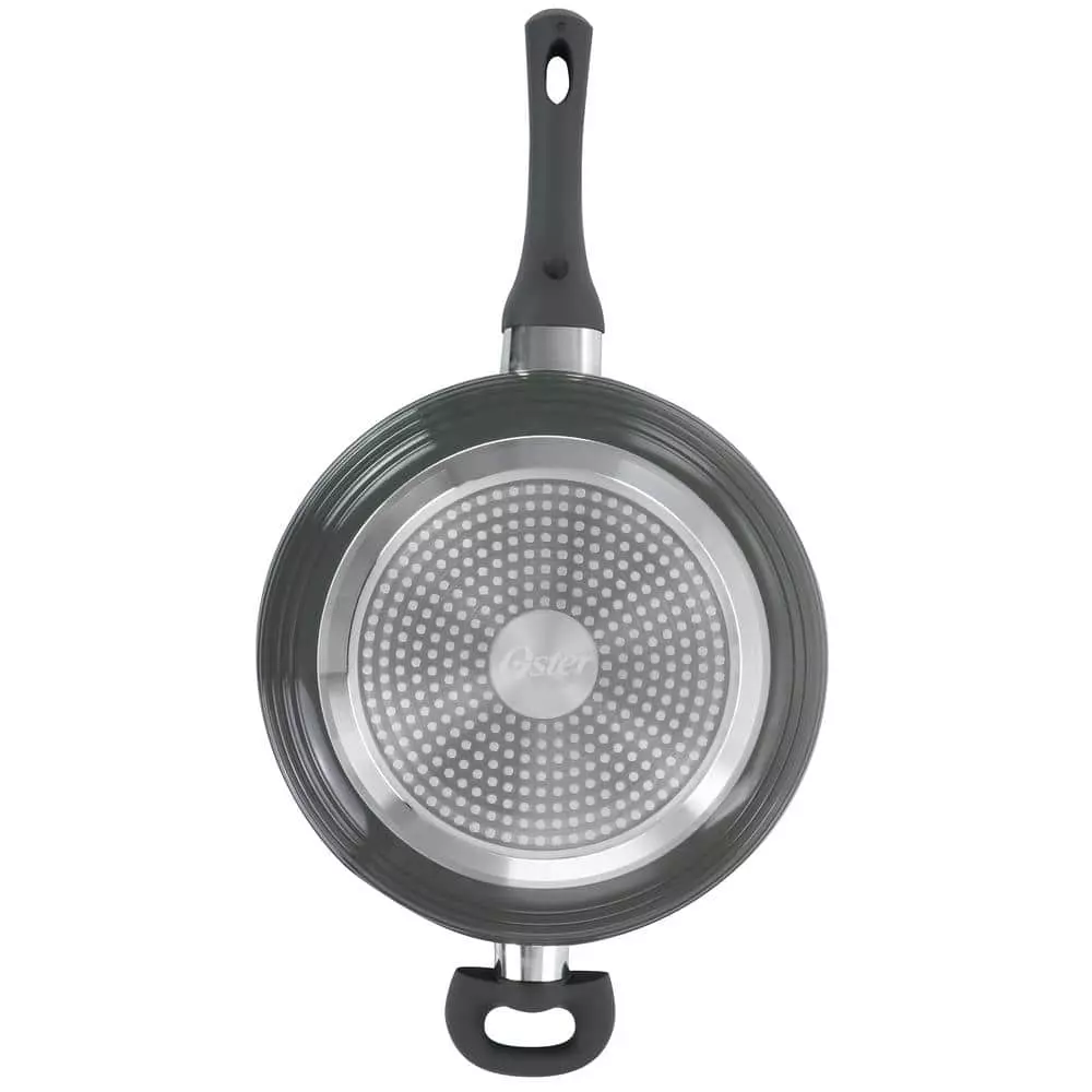 Ridge Valley 3.5 qt. Gray Nonstick Aluminum Saute Pan with Lid by Oster 5 Ridge Valley 3.5 qt. Gray Nonstick Aluminum Saute Pan with Lid by Oster - Image 3