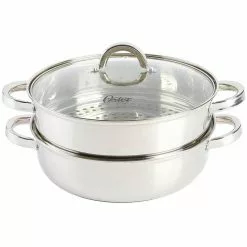 Sangerfield 3-Piece 11-in. Stainless Steel Everyday Pan with Steamer and Lid by Oster