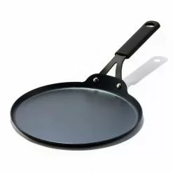 10 in. Carbon Steel Obsidian Crepe Pan with Silicone Sleeve by OXO