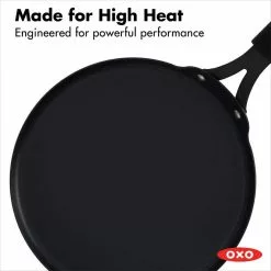 10 in. Carbon Steel Obsidian Crepe Pan with Silicone Sleeve by OXO -Cookware Sales Shop oxo saute pans cc005102 001 fa 1000