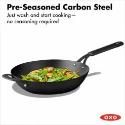 Obsidian 12 in. Pre-Seasoned Carbon Steel Induction Safe Wok with Silicone Sleeve and Helper Handle in Black by OXO 11 Obsidian 12 in. Pre-Seasoned Carbon Steel Induction Safe Wok with Silicone Sleeve and Helper Handle in Black by OXO -Cookware Sales Shop oxo woks stir fry pans cc005103 001 c3 1000