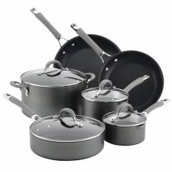 Elementum 10-Piece Hard-Anodized Aluminum Nonstick Cookware Set in Oyster Gray by Circulon