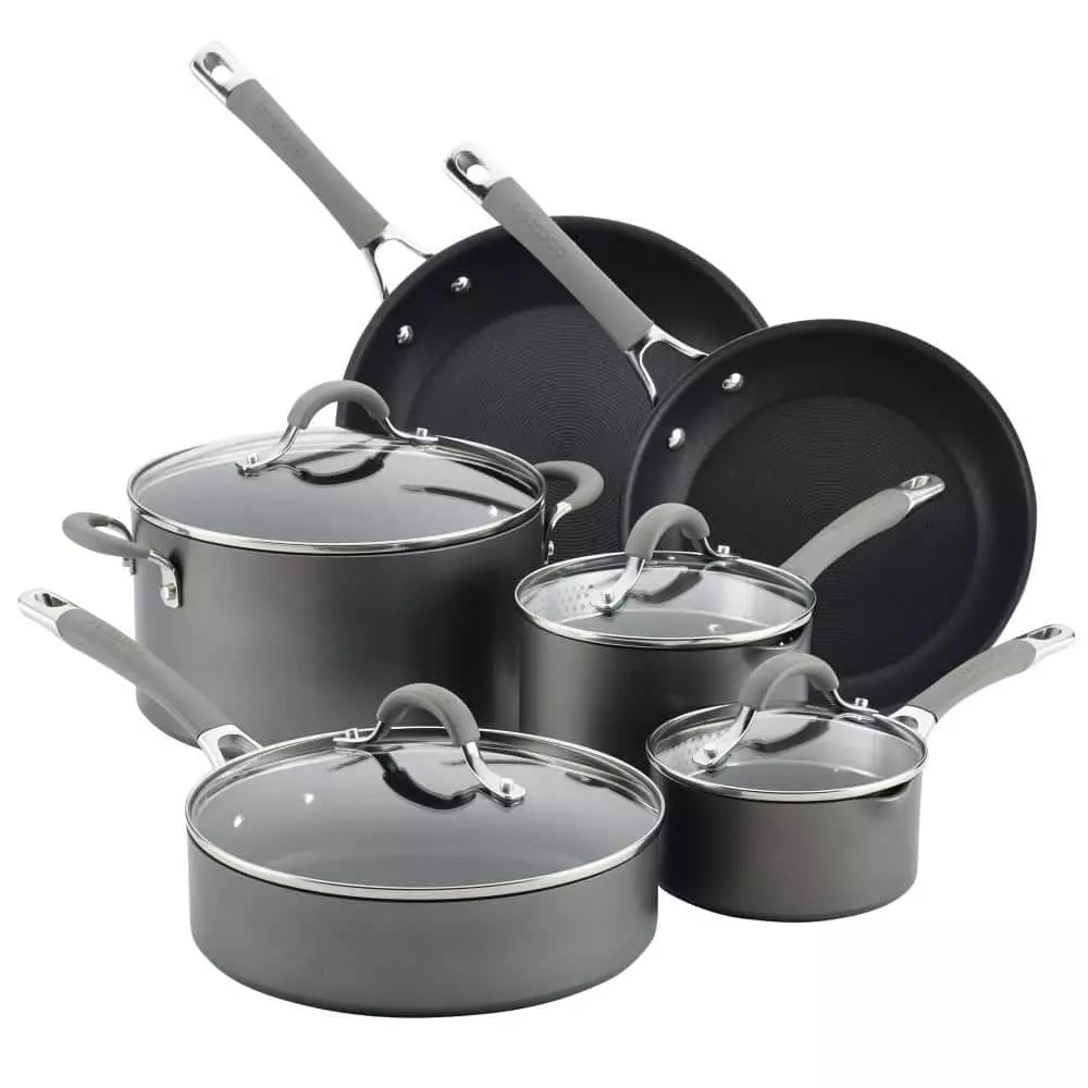 Elementum 10-Piece Hard-Anodized Aluminum Nonstick Cookware Set in Oyster Gray by Circulon 3 Elementum 10-Piece Hard-Anodized Aluminum Nonstick Cookware Set in Oyster Gray by Circulon