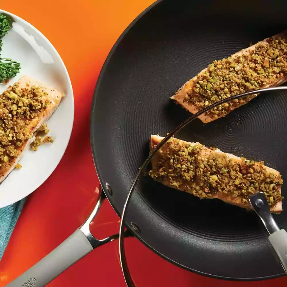 Elementum 12 in. Hard-Anodized Aluminum Nonstick Skillet in Oyster Gray with Glass Lid by Circulon 11 Elementum 12 in. Hard-Anodized Aluminum Nonstick Skillet in Oyster Gray with Glass Lid by Circulon - Image 9