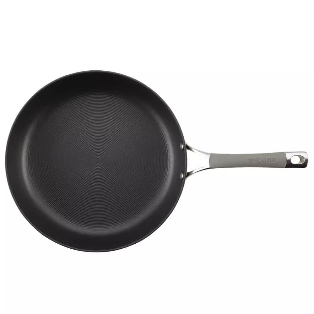 Elementum 12 in. Hard-Anodized Aluminum Nonstick Skillet in Oyster Gray with Glass Lid by Circulon 4 Elementum 12 in. Hard-Anodized Aluminum Nonstick Skillet in Oyster Gray with Glass Lid by Circulon - Image 2