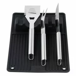 18.1 in. Silicone BBQ and Grill Utensil Holder Mat Set by Ozeri -Cookware Sales Shop ozeri griddles bqm2 bk 4f 1000