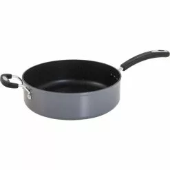 Stone Earth 5.3 qt. Aluminum Ceramic Nonstick Sauce Pan in Granite Gray with Glass Lid by Ozeri -Cookware Sales Shop ozeri sauce pans zp8 5l 1f 1000